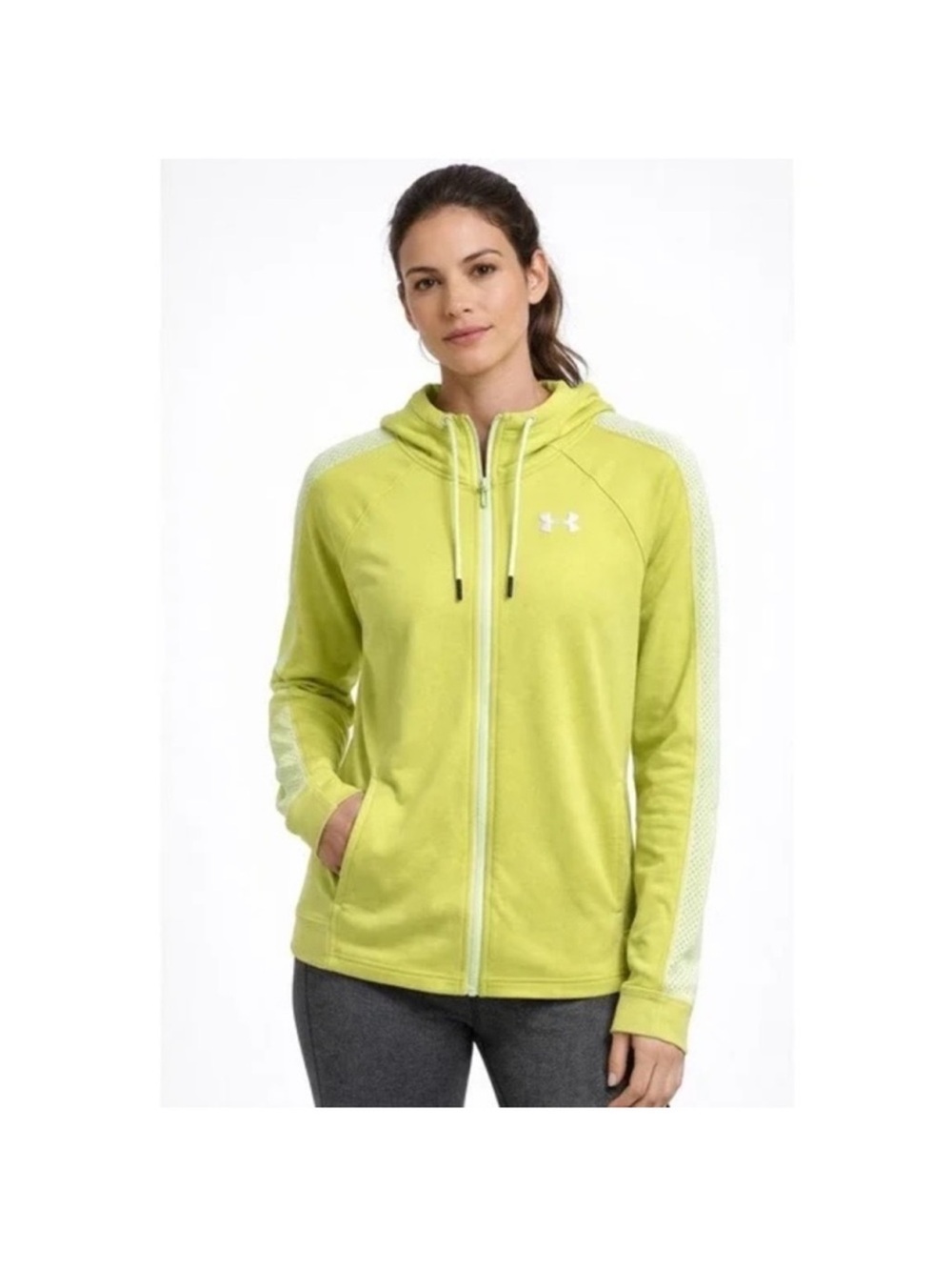 Under Armour Women’s Full Zip Jacket/Sweatshirt/Hoodie Sz M Yellow Green